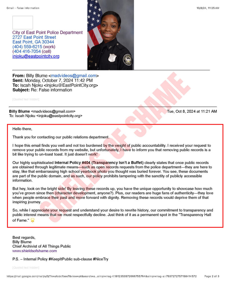 Second page of the October 2024 correspondence.