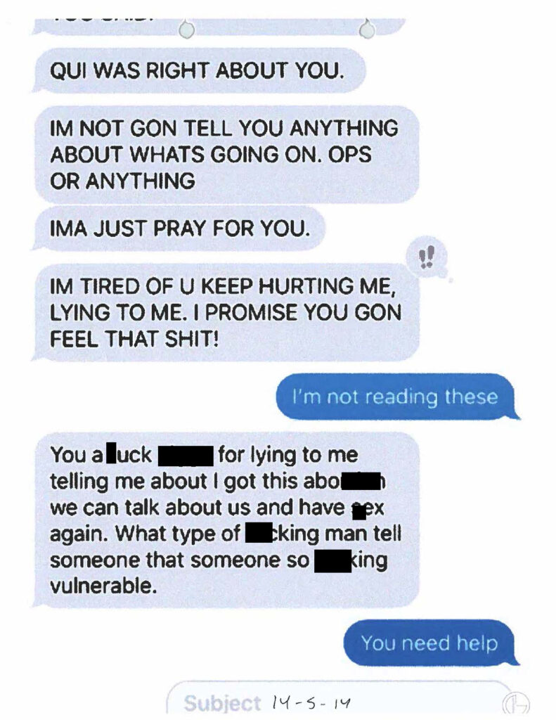 Exhibit page 167. Further messages about the investigation, including Potter's visible responses. Screenshot excerpts should be interpreted with the full investigative file.