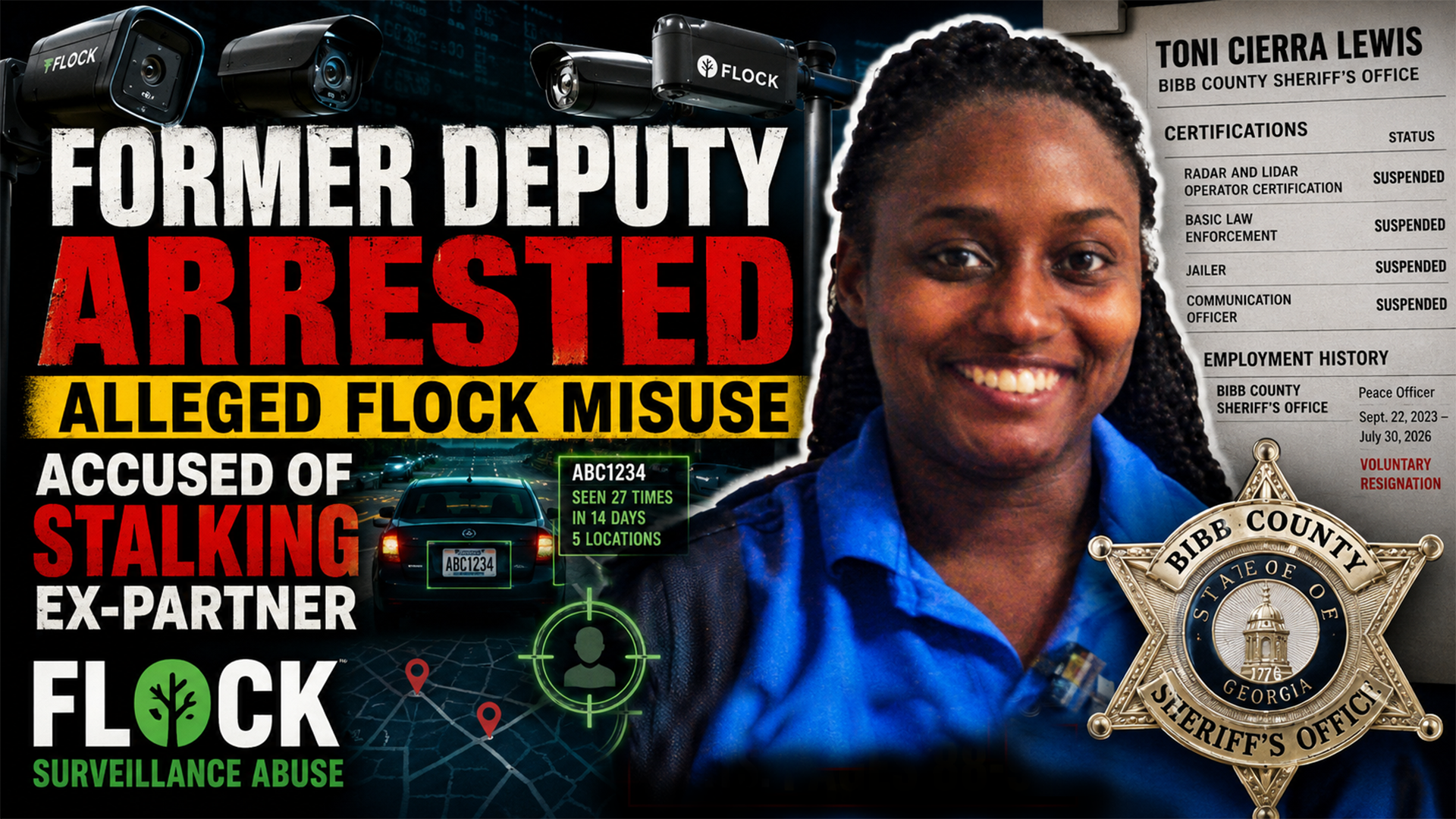 Toni Cierra Lewis Bibb County Sheriff Flock license plate misuse case thumbnail